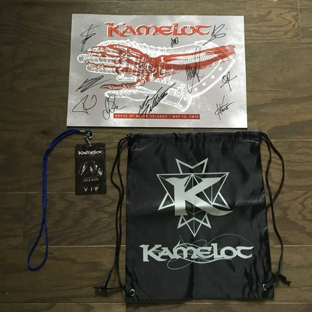 Kamelot Autographed 2018 Shadow Tour Poster Orlando + VIP Pass & Bag)